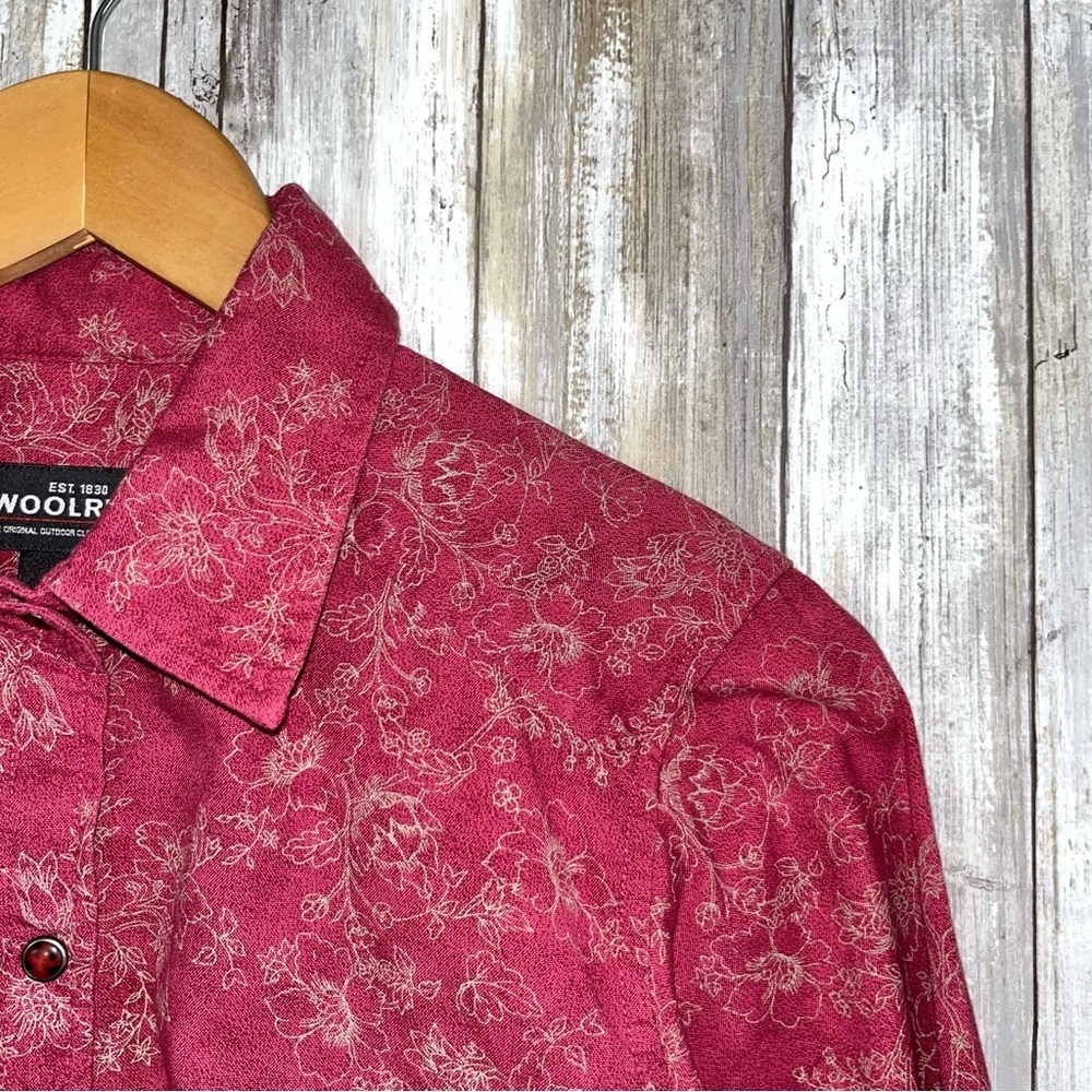 Woolrich Pink Floral Button Down Shirt Women Sm Snap Front Western Cottagecore - Picture 4 of 5